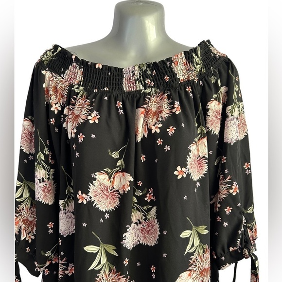 New Look Tunic Floral Long Sleeve Off Shoulder Dress • Size: L• Used - Picture 4 of 6